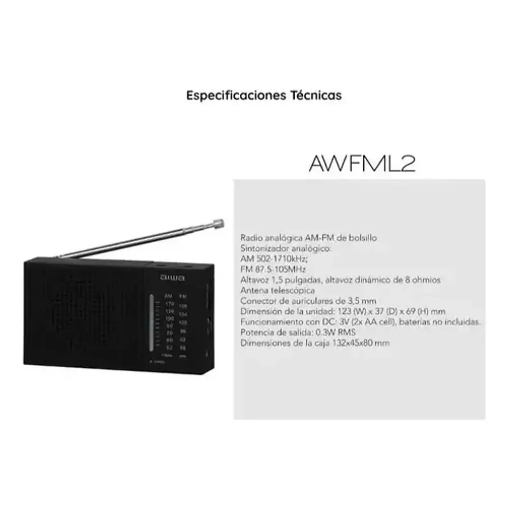 Radio Analógico Aiwa Am/fm De Bolsillo Negro