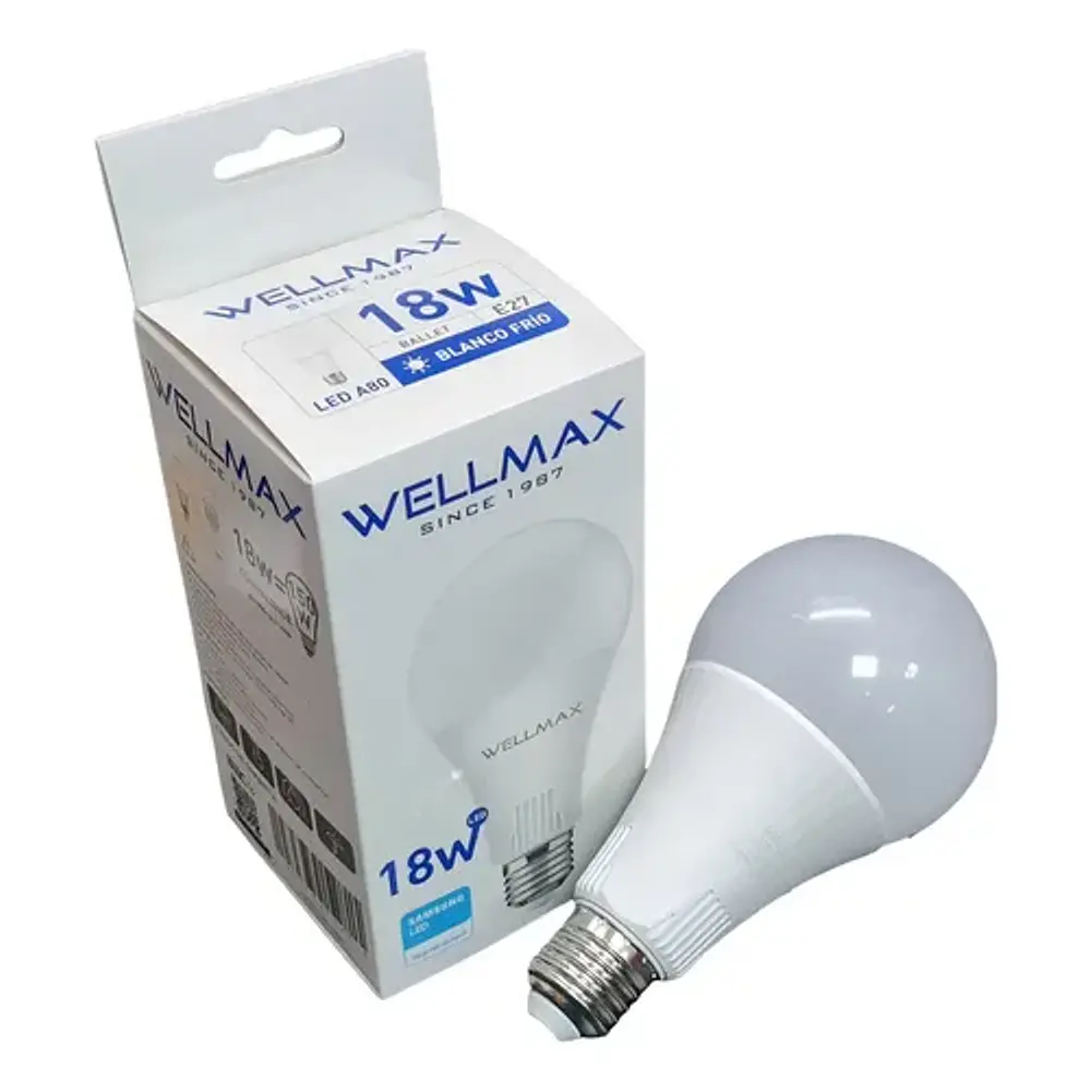 Ampolleta LED Wellmax Ballet A65 18W E27 luz fría