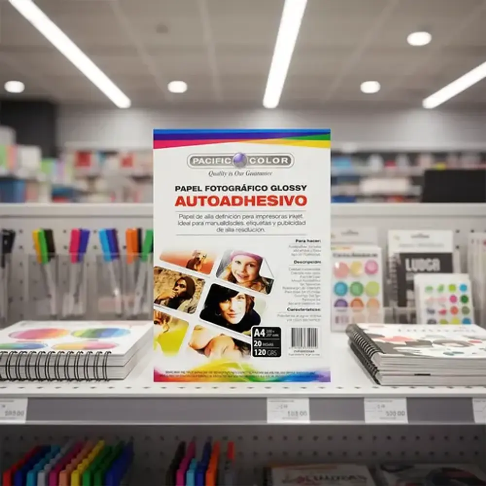 Papel Fotográfico Autoadhesivo 120g 20hojas A4 Pacific Color