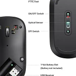 Ratón Inalámbrico Ugreen Slim, 2,4 G, 4000 Dpi, Negro