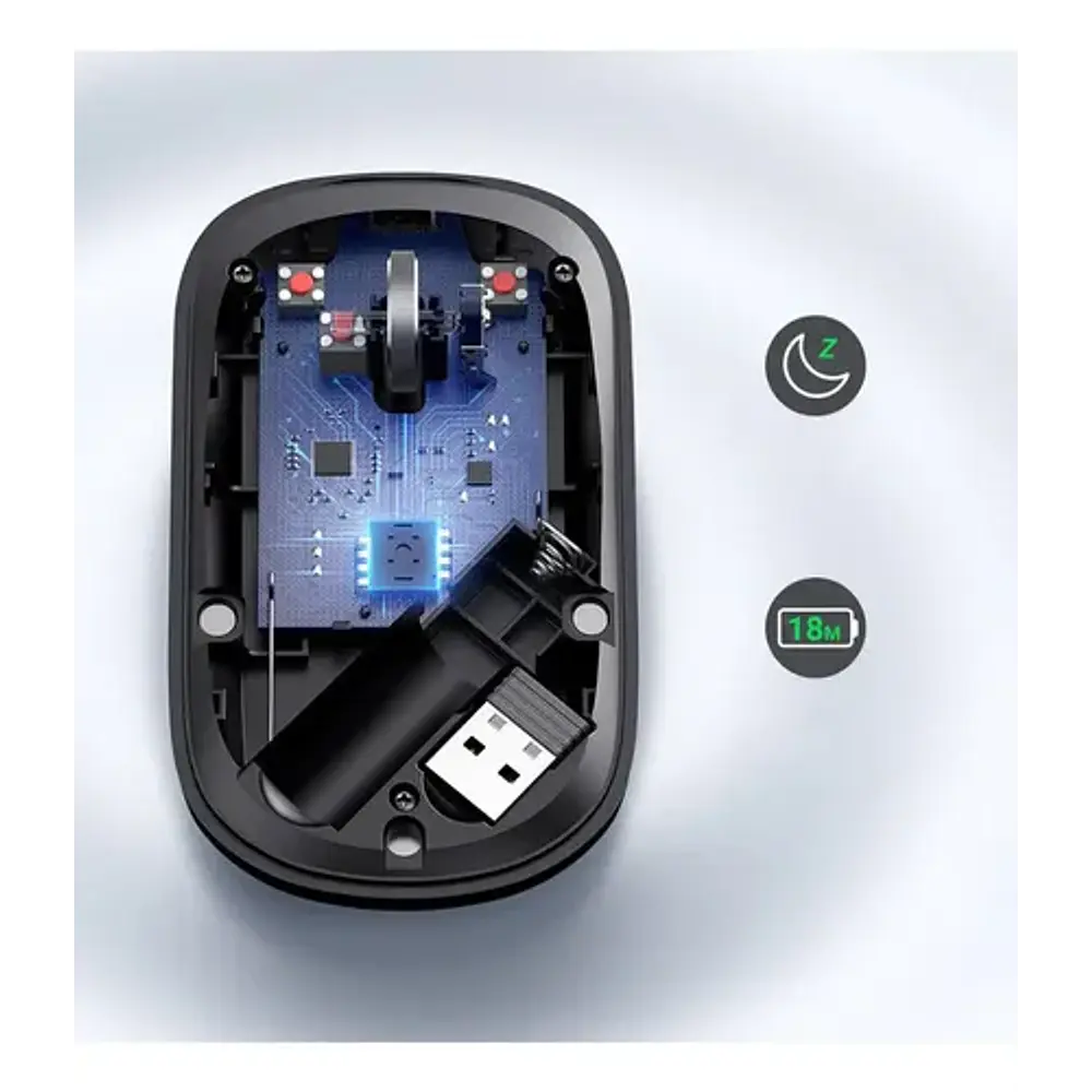 Ratón Inalámbrico Ugreen Slim, 2,4 G, 4000 Dpi, Negro