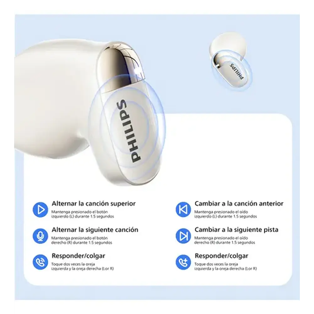 Audífonos Philips TAT2169 Bluetooth in-ear blancos