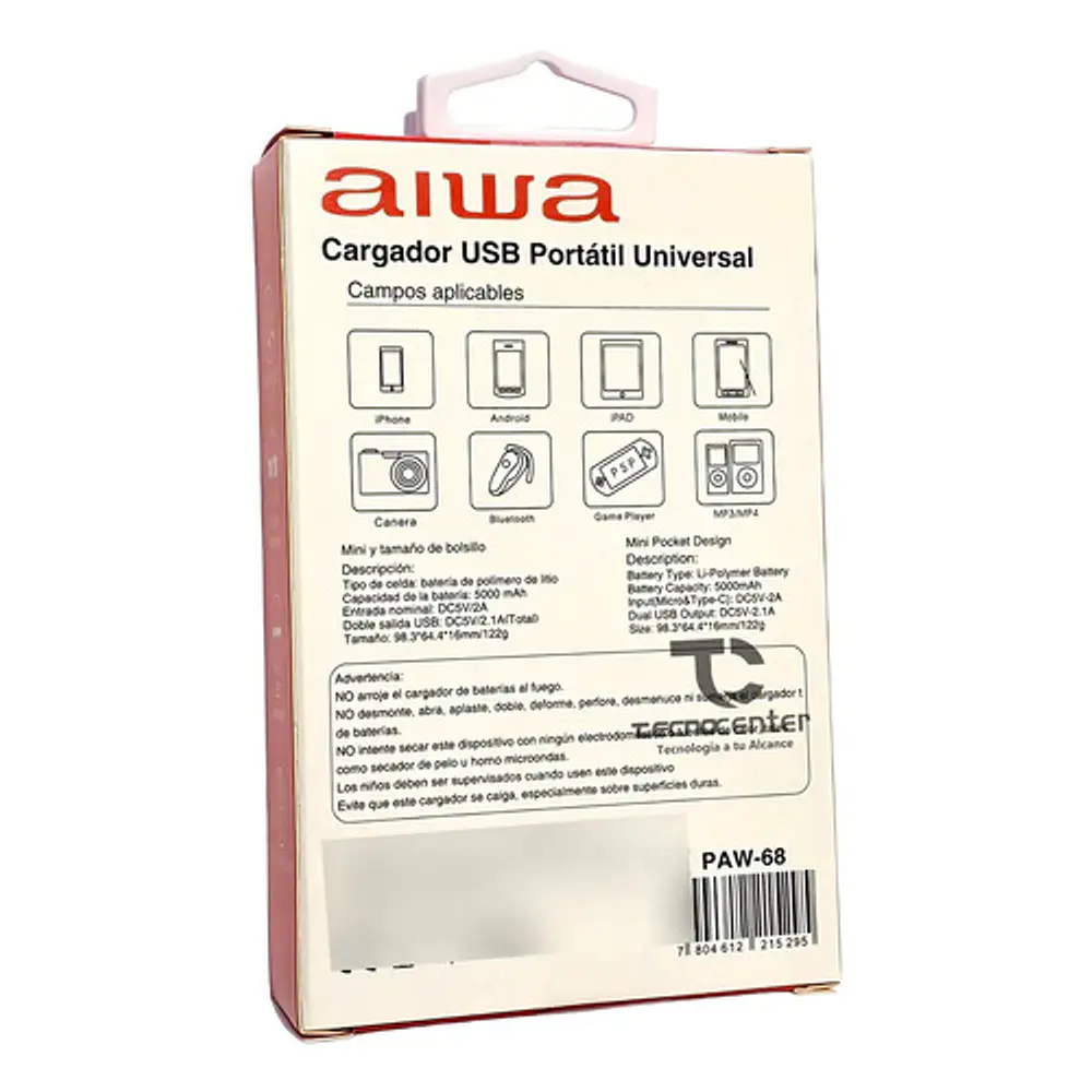 Power bank Aiwa PAW-68 5000 mAh negro
