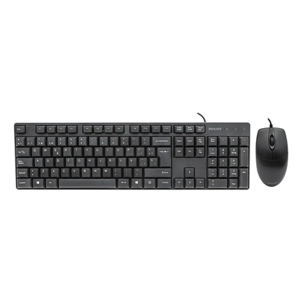 Combo teclado y mouse alámbrico Philips serie 200 negro