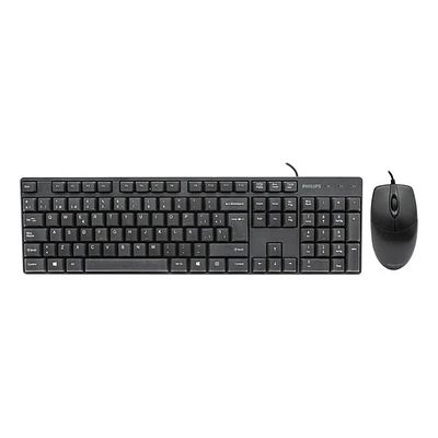 Combo teclado y mouse alámbrico Philips serie 200 negro