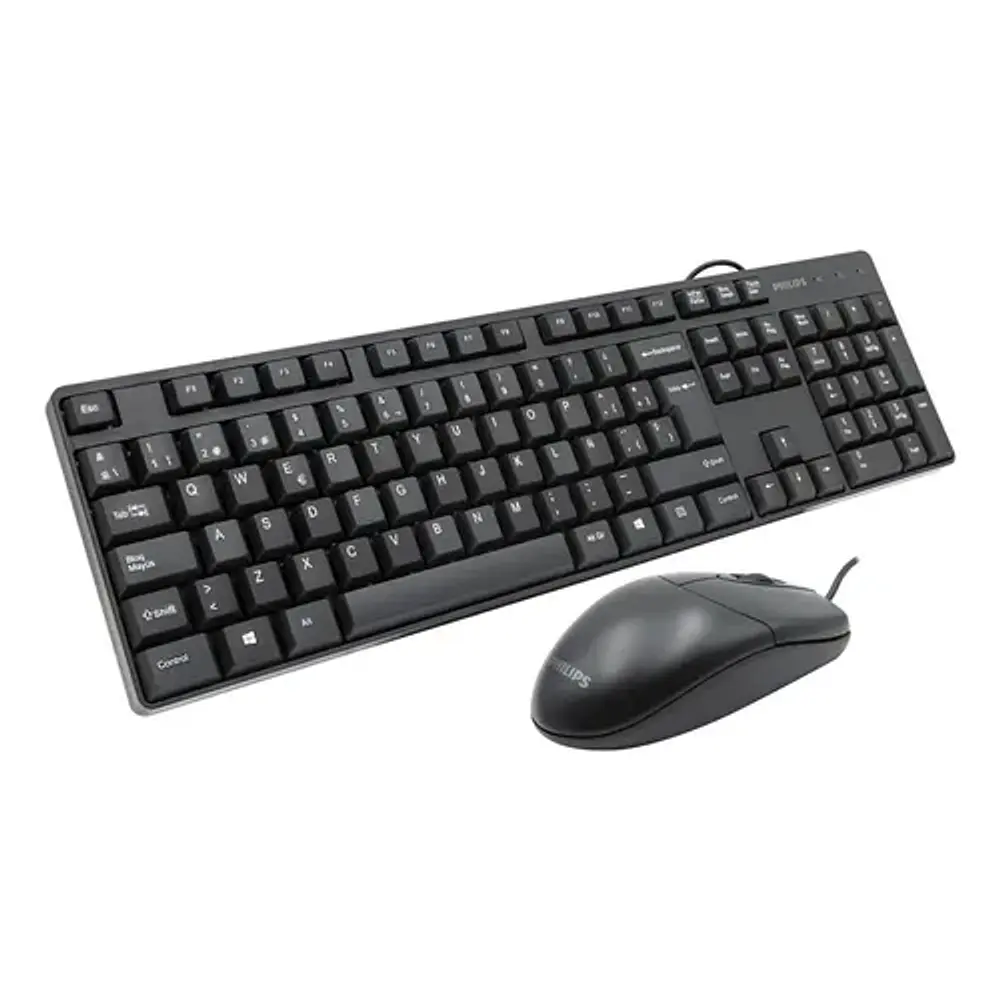 Combo teclado y mouse alámbrico Philips serie 200 negro