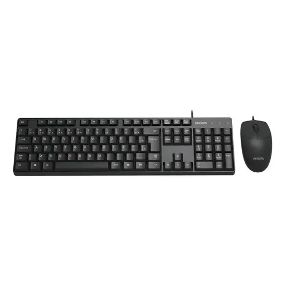 Combo teclado y mouse alámbrico Philips serie 200 negro