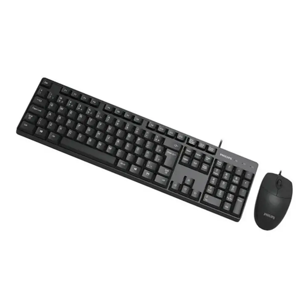 Combo teclado y mouse alámbrico Philips serie 200 negro