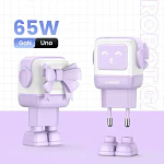 Cargador Robot GAN 65W 1 USB-A + 2 USB-C PURPURA CD361