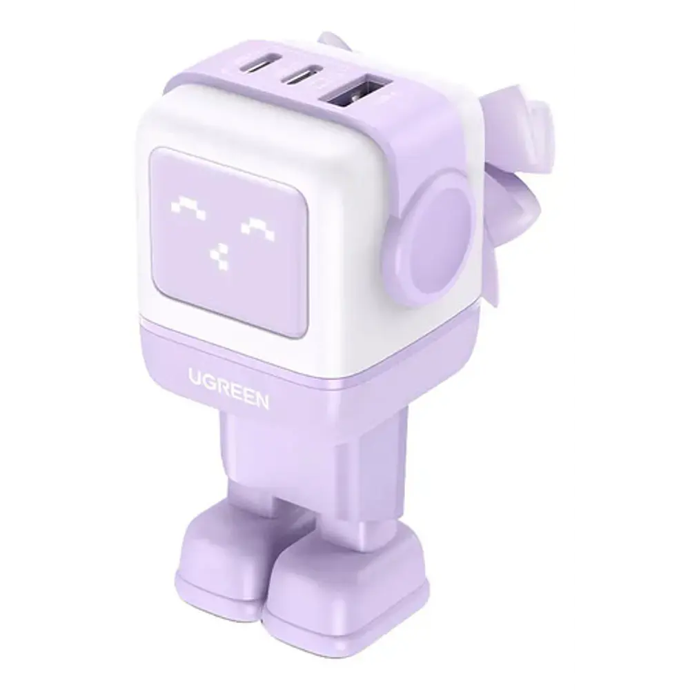 Cargador Robot GAN 65W 1 USB-A + 2 USB-C PURPURA CD361