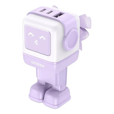 Cargador Robot GAN 65W 1 USB-A + 2 USB-C PURPURA CD361