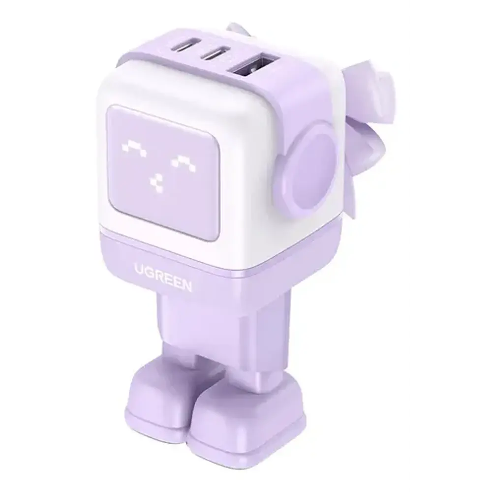 Cargador Robot GAN 65W 1 USB-A + 2 USB-C PURPURA CD361