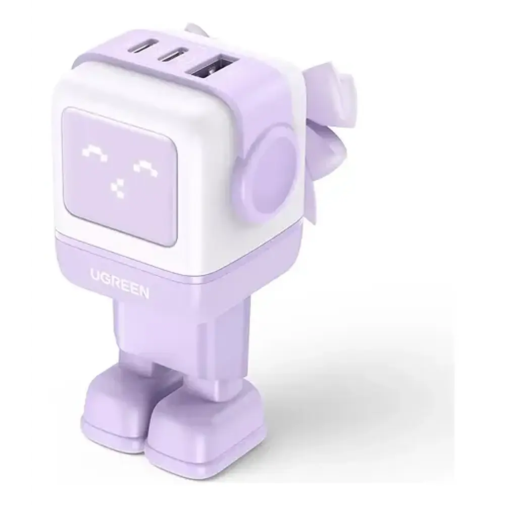 Cargador Robot GAN 65W 1 USB-A + 2 USB-C PURPURA CD361
