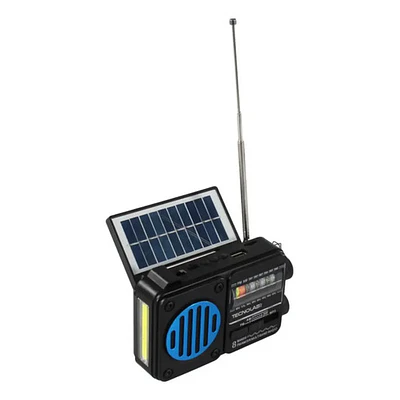 Radio Solar Bluetooth 8 Bandas Tecnolab Tl847bl Negro Con Detalles Azules