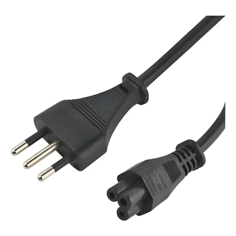 Cable Poder Trebol Para Cargadores De Notebook Reforzado Color Negro