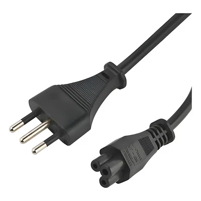 Cable Poder Trebol Para Cargadores De Notebook Reforzado Color Negro