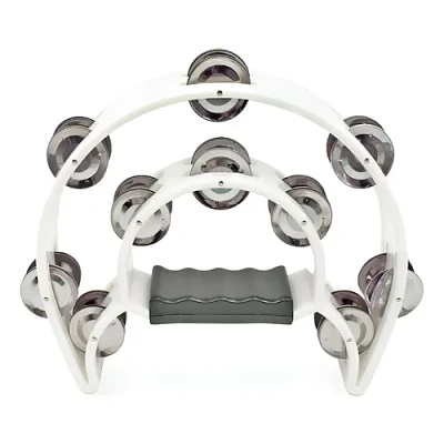 Pandero Musical Media Luna Hendrix Doble Fila Blanco 20x20cm 40 Sonajas
