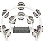 Pandero Musical Media Luna Hendrix Doble Fila Blanco 20x20cm 40 Sonajas