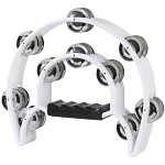 Pandero Musical Media Luna Hendrix Doble Fila Blanco 20x20cm 40 Sonajas