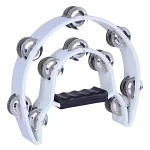 Pandero Musical Media Luna Hendrix Doble Fila Blanco 20x20cm 40 Sonajas