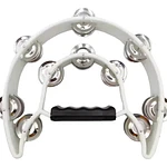 Pandero Musical Media Luna Hendrix Doble Fila Blanco 20x20cm 40 Sonajas