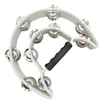 Pandero Musical Media Luna Hendrix Doble Fila Blanco 20x20cm 40 Sonajas