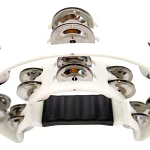 Pandero Musical Media Luna Hendrix Doble Fila Blanco 20x20cm 40 Sonajas
