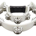 Pandero Musical Media Luna Hendrix Doble Fila Blanco 20x20cm 40 Sonajas