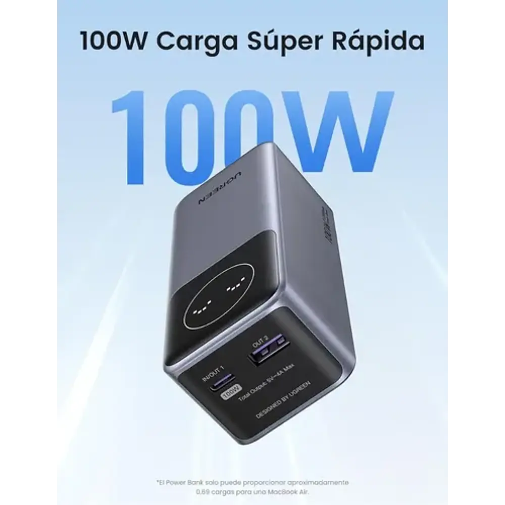 Power bank Ugreen 12000 mAh 100W gris