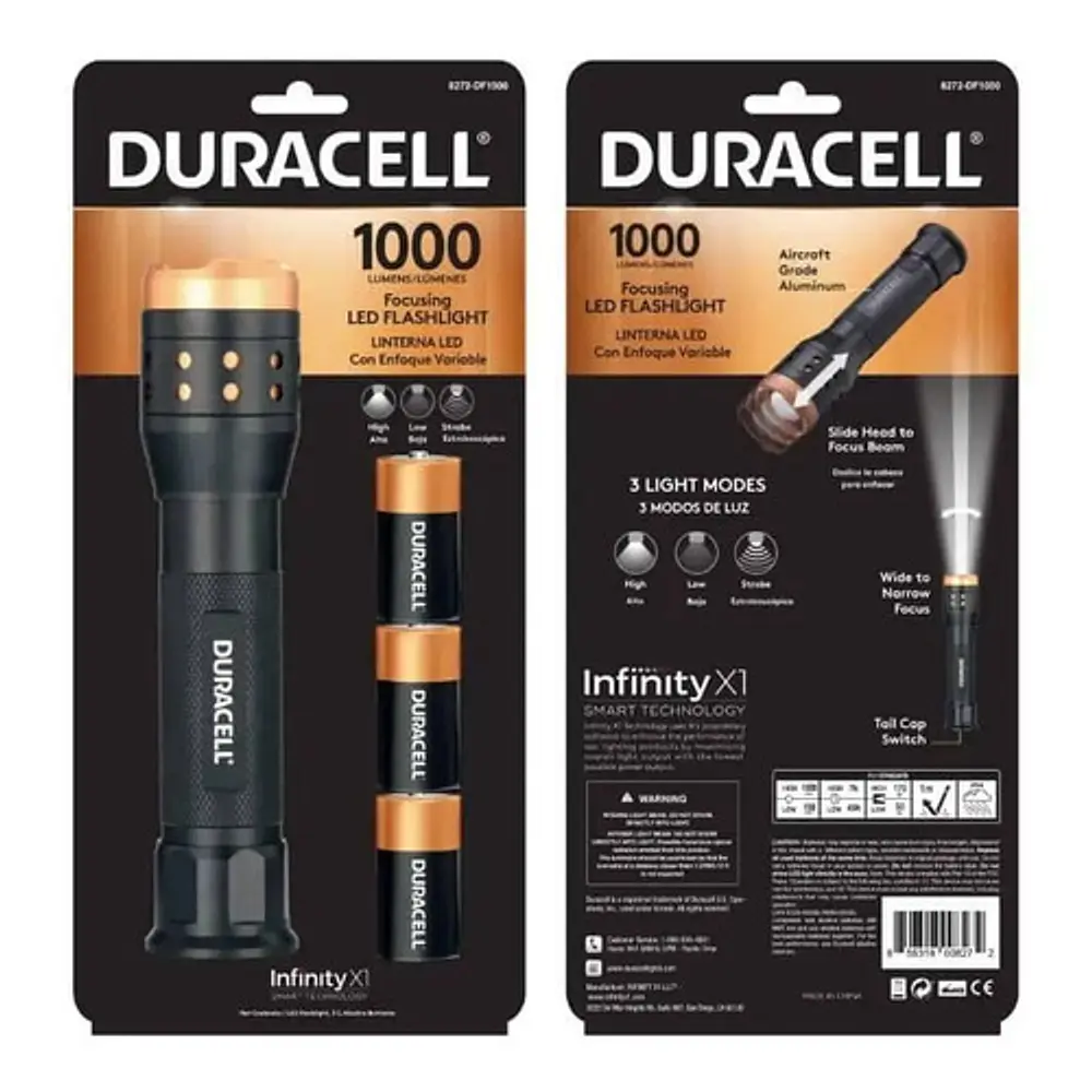 Linterna LED Duracell DF1000 foco ajustable 1000 lúmenes