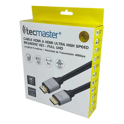 Cable Hdmi Tecmaster Uhd 8k 5 Metros 60hz Tm-600504 Negro