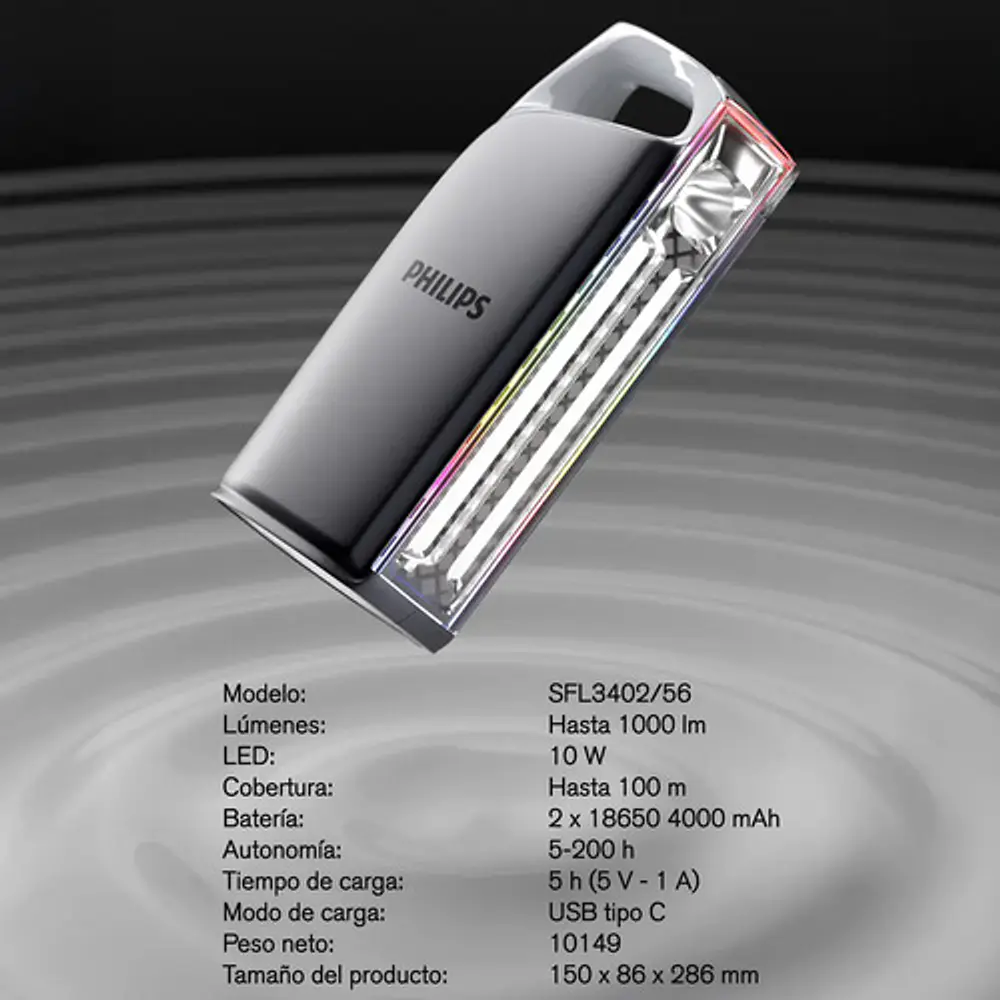 Linterna recargable Philips SFL3402/56 1000 lúmenes