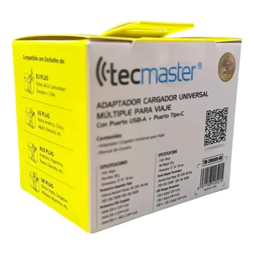 Adaptador Enchufe Universal Viaje+puerto Usb Certificado