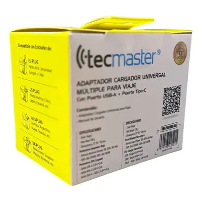Adaptador Enchufe Universal Viaje+puerto Usb Certificado