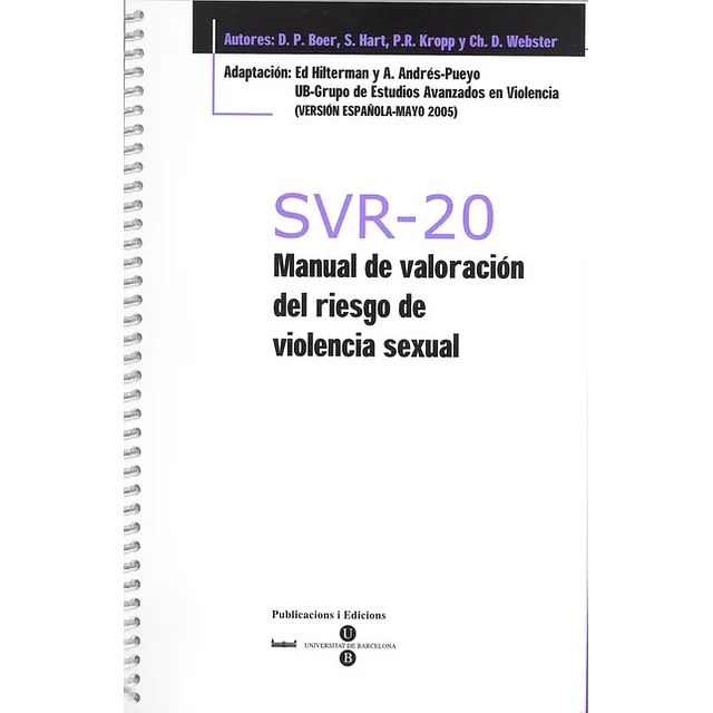SVR-20 (Versión 2) Manual para valorar el riesgo de violencia sexual