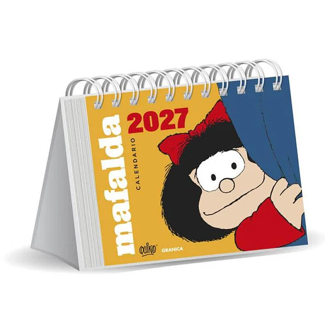 Mafalda 2027 | calendario  de escritorio amarillo sin caja