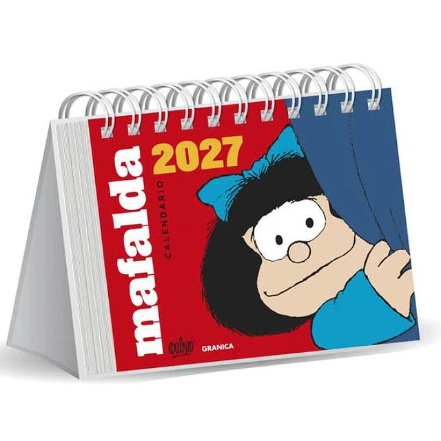 Mafalda 2027 | calendario de escritorio rojo sin caja