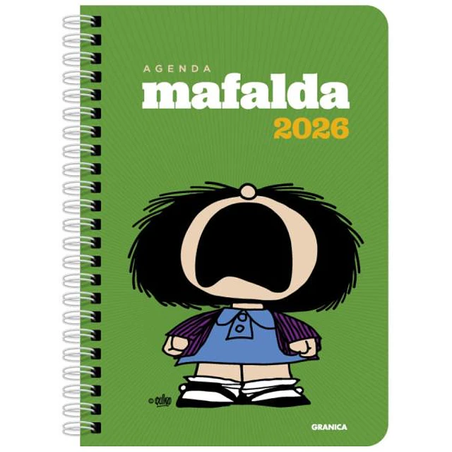 Agenda mafalda 2026 anillada verde