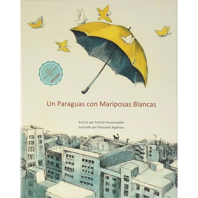Un paraguas con mariposas blancas