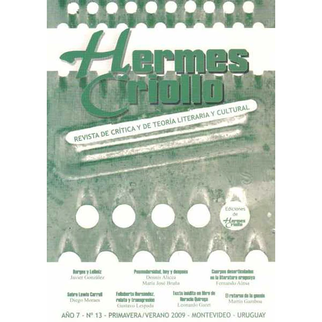 Hermes criollo n. 13. Año 7 primavera / verano 2009