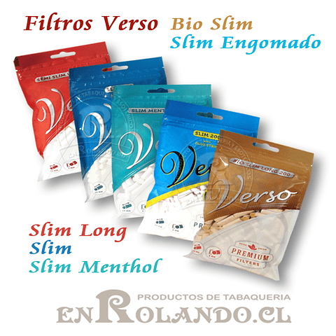Filtros Verso Bio Slim Long - Bolsa ($890 x Mayor)
