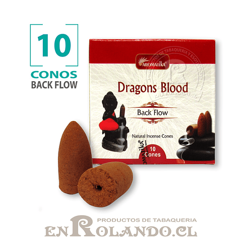 Caja 10 Conos Cascada "Sangre de Dragón" ($750 x Mayor)