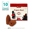Caja 10 Conos Cascada "Sangre de Dragón" ($750 x Mayor)
