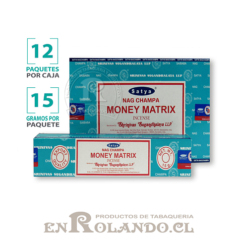 Incienso Satya Nag Champa "Matriz del Dinero" ($4.990 x Mayor)