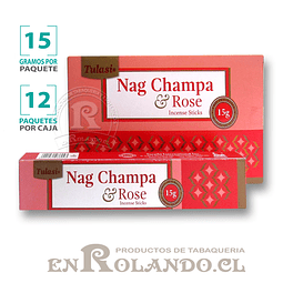 Incienso Tulasi "Nag Champa y Rosa" - 12 Cajitas de 15 gr. 