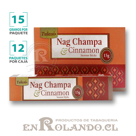 Incienso Tulasi "Nag Champa y Canela" - 12 Cajitas de 15 gr. 