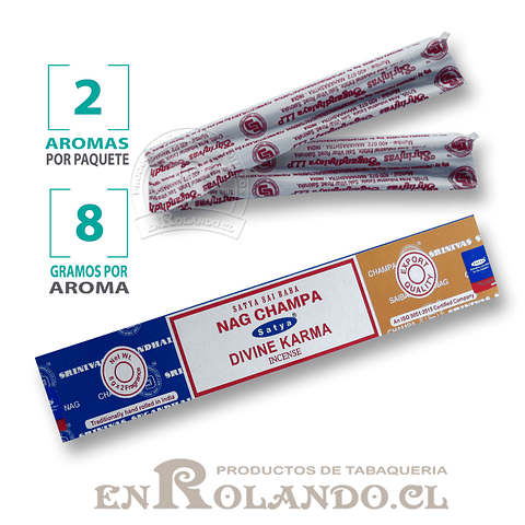 Incienso Satya Duo "Nag Champa y Divino Karma" ($6.500 x Mayor)