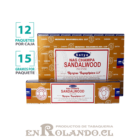 Incienso Satya Nag Champa "Sándalo" ($4.990 x Mayor) 