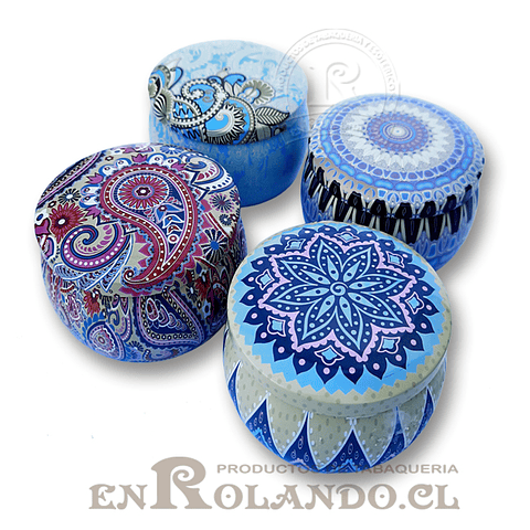 Set de 4 Velas Pocillo Mandala ($7.990 x Mayor)