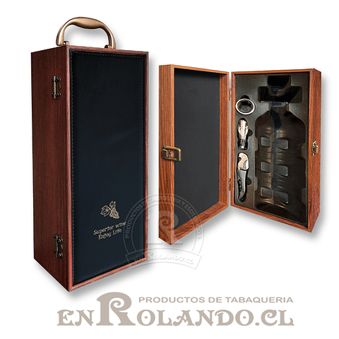 Caja Porta-Vinos Eco Cuero - Madera #2192 ($19.990 x Mayor)